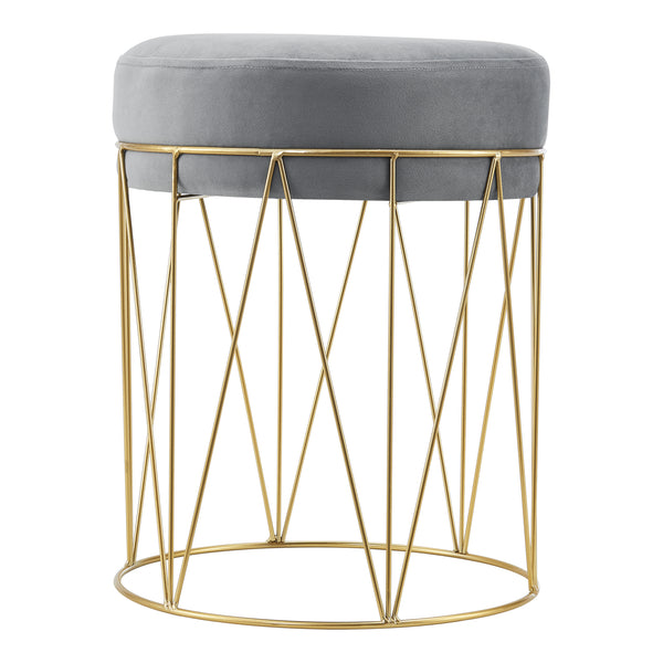 Tabouret rembourré Melsele 45 x 35 cm gris laiton [en.casa]