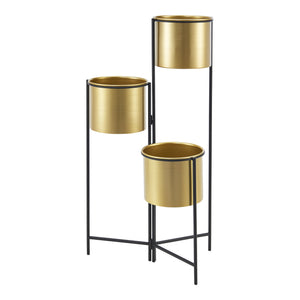 Porte-plantes Haasdonk 3 pièces Noir couleur laiton [en.casa]