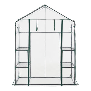Serre de jardin Hoorn en acier et PVC avec étagères intégrées 140 x 73 x 195 cm [en.casa]