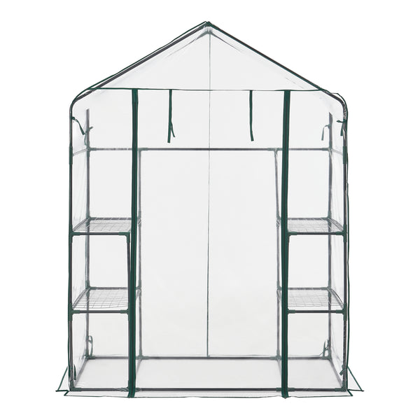 Serre de jardin Hoorn en acier et PVC avec étagères intégrées 140 x 73 x 195 cm [en.casa]
