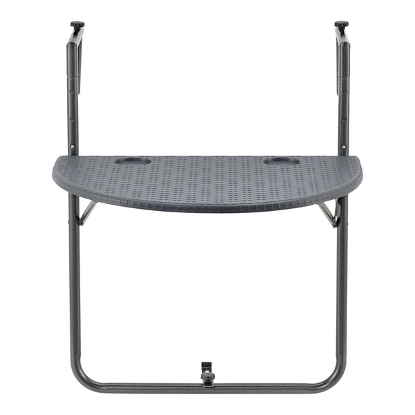 Table suspendue de balcon Cicala 84x60x64 cm Demi-circulaire Acier Gris foncé [en.casa]