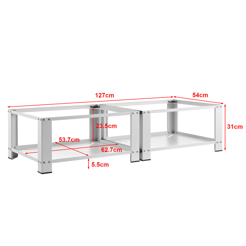Croquis coté Double socle Cremlingen avec étagère pour lave-linges séche-linges 127 x 54 x 31 cm [en.casa]