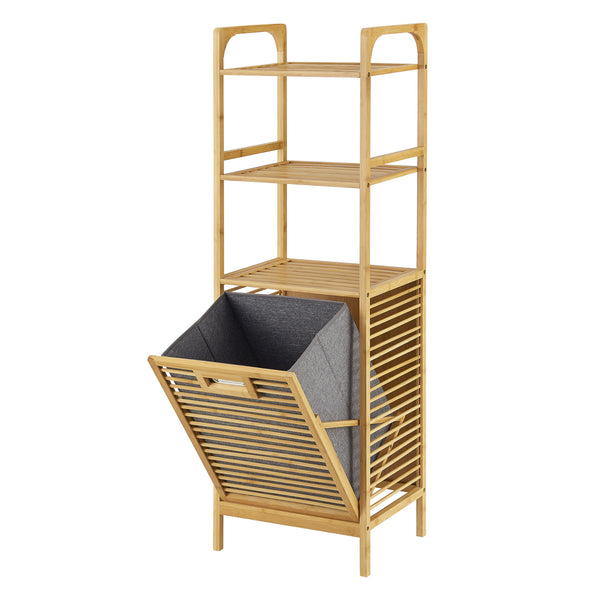 Meuble de rangement à linge Tidaholm en bambou avec étagère 118 x 39,5 x 30,5 cm [en.casa]