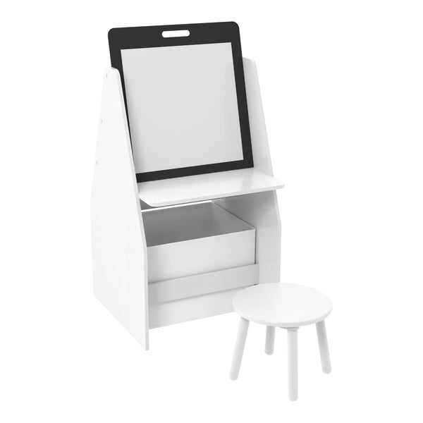 Bureau d'enfant et tabouret Ferrol avec tableau blanc intégré [en.casa]