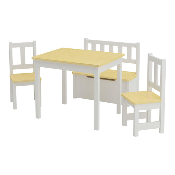 Set de table pour enfants Lousame Bois de pin naturel / blanc [en.casa]
