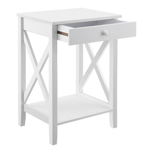 Table d’appoint Kivijärvi avec tiroir et surface de stockage 65 x 45 x 35 cm blanc [en.casa]