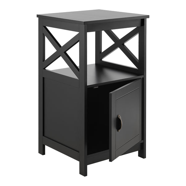 Table d'appoint Utajärvi avec compartiment de stockage à porte 74 x 40 x 40 cm noir [en.casa]