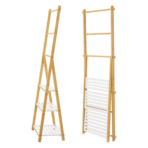 Étagère échelle Lapinjärvi avec porte-serviettes pour salle de bain 152 x 53 x 31 cm [en.casa]