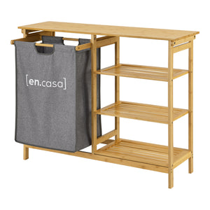 Étagère de salle de bain avec panier à linge Nousiainen Bambou 80 x 100 x 30 cm [en.casa]