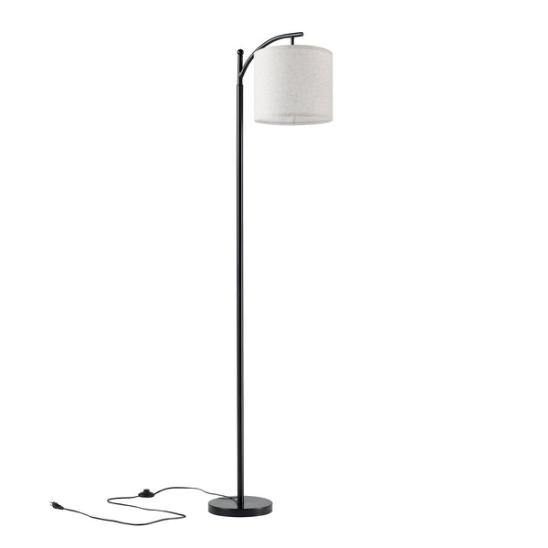Lampadaire Coventry à abat-jour d'aspect lin E27 hauteur 180 cm noir beige [lux.pro]