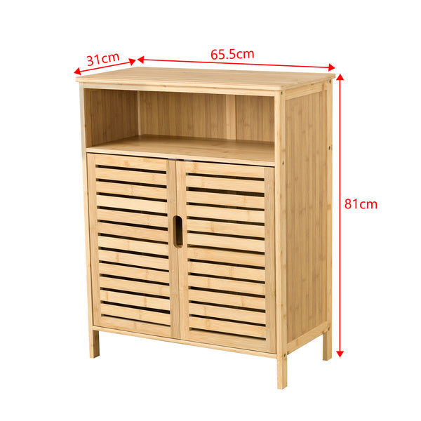 Meuble de rangement Eslöv à 2 portes 81 x 65,5 x 31 cm en bambou [en.casa]