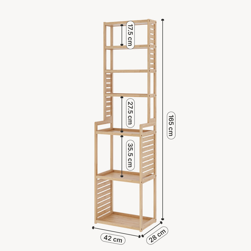Croquis coté Étagère à 7 niveaux Forssa pour salle de bain cusine salon 165 x 42 x 28 cm [en.casa]