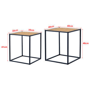 Set de 2 tables basses Grindavik gigognes carrées noir effet bois [en.casa]