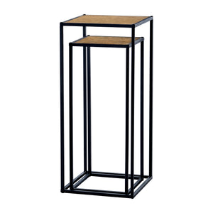 Set de 2 tables d'appoint Gamleby gigognes carrées noir effet bois [en.casa]