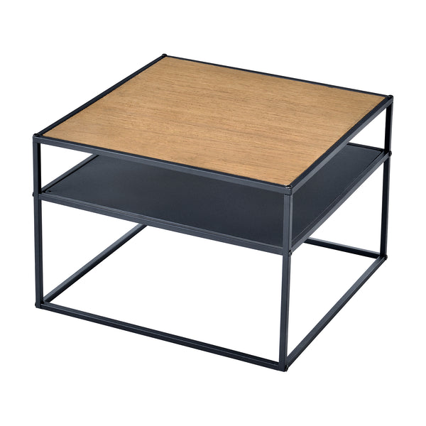Table d'appoint Quinisut 40 x 55 x 55 cm aspect bois/noir [en.casa]