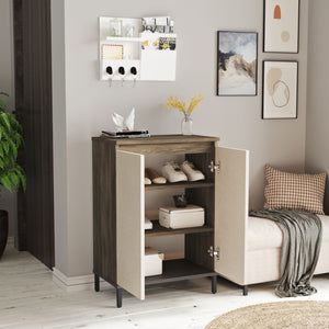 Armoire à chaussures Lieksa avec 3 étagères 85,5x60x35,5 cm chêne gris [en.casa]