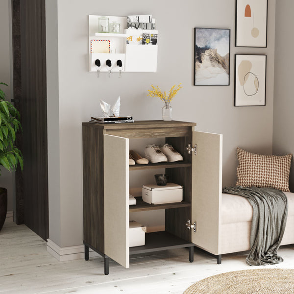 Armoire à chaussures Lieksa avec 3 étagères 85,5x60x35,5 cm chêne gris [en.casa]