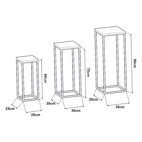 Set de 3 tables d'appoint Kontiolahti gigognes noir effet bois [en.casa]