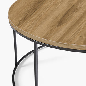 Table basse Kuhmoinen forme ronde diamètre 80 cm noir / effet bois [en.casa]