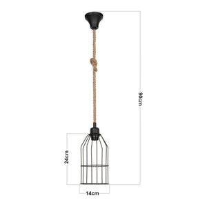 Suspension Ashford en métal et corde de jute 90 cm E27 [lux.pro]