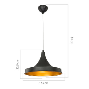 Suspension Bamber Bridge en métal 91 cm E27 noir / laiton [lux.pro]