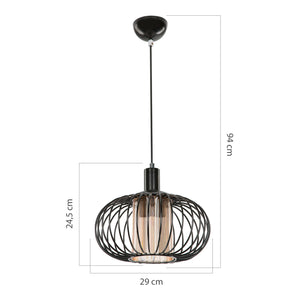 Suspension Batley en métal ABS 94 cm E27 noir [lux.pro]