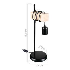 Lampe de bureau Chatham en métal et bois massif 48,5 cm E27 noir / naturel [lux.pro]