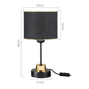 Lampe de table Gravesend E27 Métal Textile Noir / Couleur laiton [lux.pro]