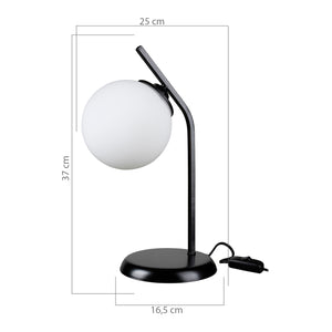 Lampe de table Grimsby E27 Métal Verre Noir / Blanc [lux.pro]