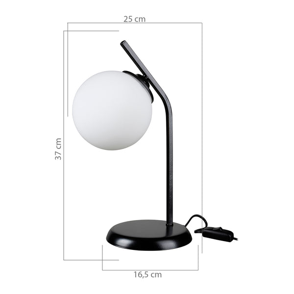 Lampe de table Grimsby E27 Métal Verre Noir / Blanc [lux.pro]