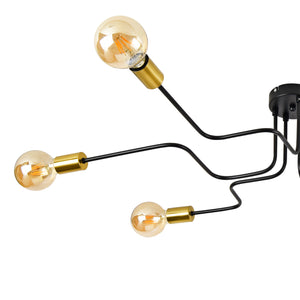 Plafonnier Carlisle Industrial 6 x E27 Noir/Coloris laiton [lux.pro]