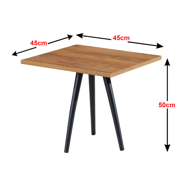 Croquis coté Table basse Ballerup carrée 50 x 45 x 45 cm effet noyer noir [en.casa]