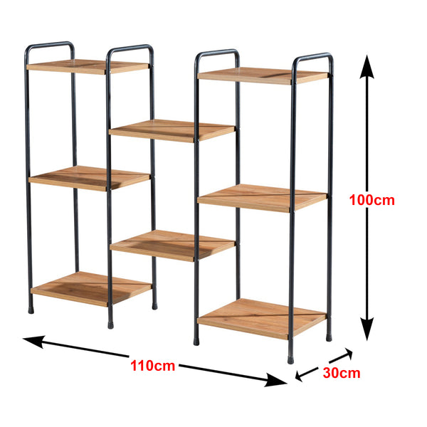 Étagère Birkerød avec 8 surfaces de rangement 100 x 110 x 30 cm Noir / Aspect noyer [en.casa]