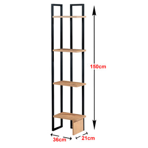 Étagère Bjergsted à 4 niveaux 150x36x21 cm effet noyer/noir [en.casa]