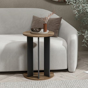 Table d'appoint Frederiksberg 64x34 cm aspect noyer / anthracite [en.casa]