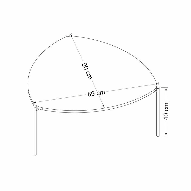 Croquis coté Table basse triangulaire Gladsaxe 40 x 90 x 89 cm effet noyer / noir [en.casa]