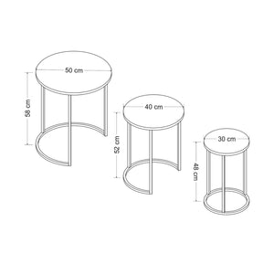 Table d'appoint Frederiksværk lot de 3 aspect marbre noir [en.casa]