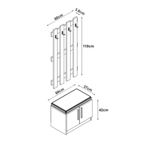 Panneau de vestiaire avec banc à chaussures Farum blanc [en.casa]