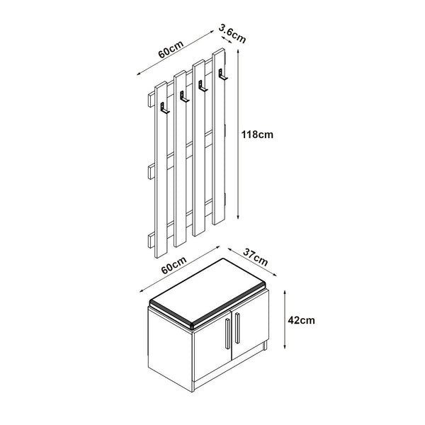 Panneau de vestiaire avec banc à chaussures Farum blanc [en.casa]