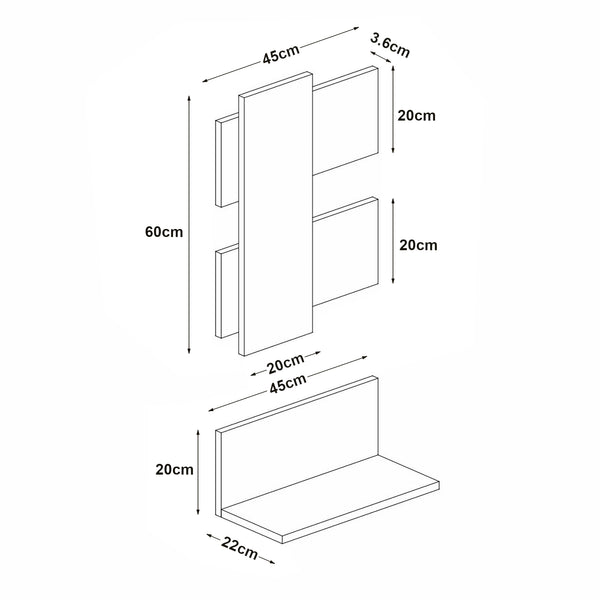 Étagère murale Egtved avec panneau mural aspect chêne / anthracite [en.casa]