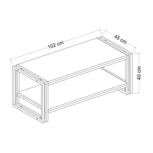 Table basse Græsted-Gilleleje avec étagère inférieure aspect chêne [en.casa]