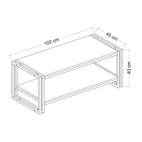 Table basse Græsted-Gilleleje avec étagère inférieure aspect chêne [en.casa]