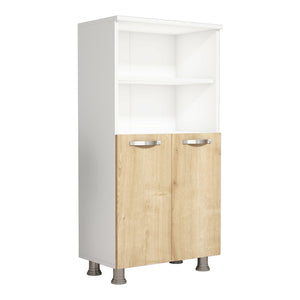 Armoire de cuisine Haslev avec 2 portes Blanc / aspect chêne saphir [en.casa]