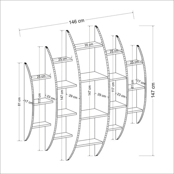Étagère murale Dianalund 147x146x29 cm Blanc [en.casa]