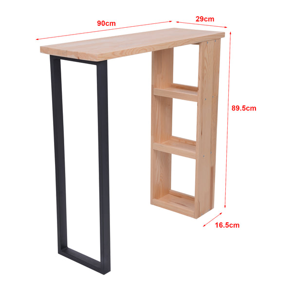 Table de bar Nørager avec étagère intégrée 89,5 x 90 x 29 cm [en.casa]