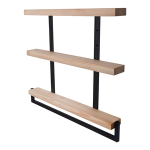 Étagère murale Nykøbing avec 3 tablettes Nature/Noir [en.casa]