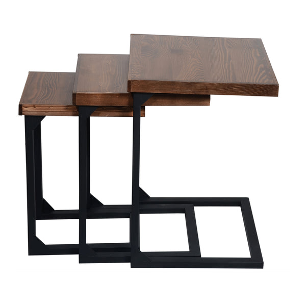 Table d'appoint Rørvig en lot de 3, pin teinté [en.casa]