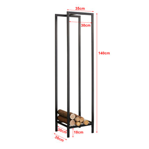 Range-bûches Taarbæk pour intérieur / extérieur 140 x 35 x 35 cm noir [en.casa]