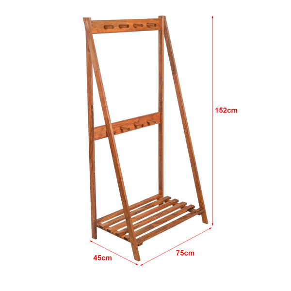 Portemanteau Middelfart à 8 crochets pin 152 x 75 x 45 cm bois foncé [en.casa]