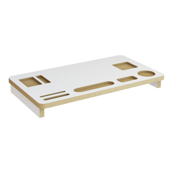 Réhausseur d'écran Ringsted 7 x 54 x 30 cm blanc / effet bois [en.casa]